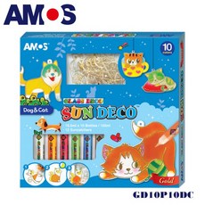韓國AMOS 10色壓克力主題玻璃彩繪膠, 1個, 小狗貓咪