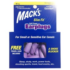 MACK'S 纖細柔軟泡棉耳塞, 1個, 10副