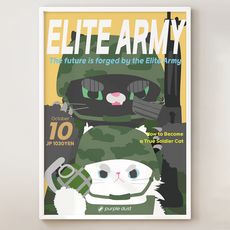 퍼플더스트 군인 그림 고양이 포스터 ARMY 아미, 1.군인캣_A4, 포스터만
