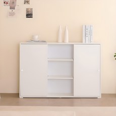 제이디퍼니처 스르륵 와이드 1200오픈 수납장 슬림폭 방문설치, 화이트