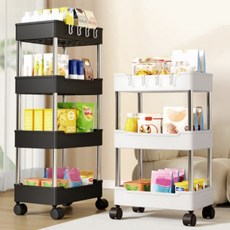 이동식 트롤리 3단 기저귀함 주방 틈새선반 아기방 수납장, 1개, 라이프원 3단 블랙