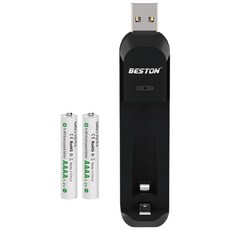 BESTON 佰仕通 AAAA充電電池搭配充電器 適用於微軟Surface觸控筆 環保節能 提升您的工作效率, 黑色, 1套裝