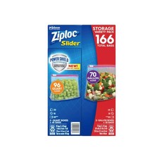 好市多 Ziploc 拉鍊式保鮮夾鏈袋 雙層夾鏈 冷凍保鮮袋 分裝袋 密封袋 食物夾鏈袋, 1個, 拉鍊式保鮮夾鏈袋(166入), 小袋20公分 X 14.9公分 X 4.7公分，大袋26.8公分 X 24.1公分 X 6.6公分, 166