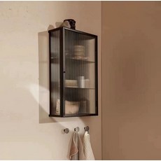 욕실코너장 화장실 벽 스토리지 수건 고급 보관 선반 유리 수납장 캐비닛, 1개, 블랙 [35x15x60] 왼쪽 개폐