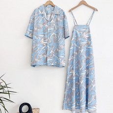 DUGNMARKT 바캉스 커플룩 남자 셔츠 여성 롱 원피스 휴양지룩