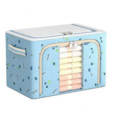 大容量衣物收納箱 防水防潮 加粗鋼架, 櫻桃藍/牛津布, 1個