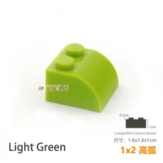 20 개/몫 DIY 블록 빌딩 벽돌 Radian 1X2 교육 조립 건설 완구 어린이를위한 크기 호환 브랜드, 03 Light Green