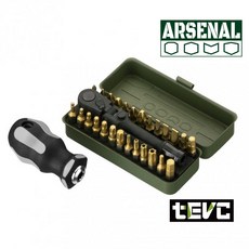 Arsenal 愛森諾 29件棘輪起子組，含手柄與6.35mm起子頭, 1個, 軍綠「二代」29PC多功能起子組(附手柄