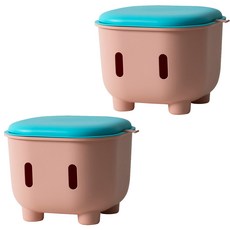 어린이 장난감 정리함 수납스툴 키즈 수납의자, 옐로우 커버, 화이트 바스켓, 2세트