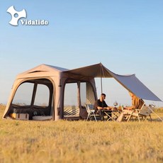 Vidalido 스타 위시 캐빈형 에어텐트 일체형 공기주입식 캠핑 간편 설치 텐트, 본품, 블랙