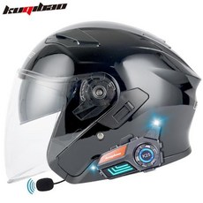 헬멧 블루투스 이어셋 Bluetooth Motorcycle Helmet Half Open face Do, XXL, 4)bright black