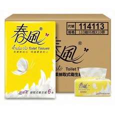 春風 抽取式衛生紙 110抽x6包x10串/箱 羽絨新肌感 100%原生紙漿, 1個