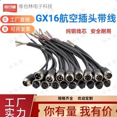 維也林電子科技 GX16航空插頭帶線 純銅線芯 安全耐用, 1個, 2芯公頭,帶線1米