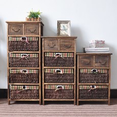 서랍장 유럽풍 우드 복도 수납장 빈티지 심플 침대협 엔틱서랍장, 135-2, 완전 조립