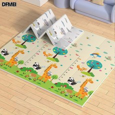 DFMEI 可摺疊爬爬墊加厚家用嬰兒寶寶爬行墊, 1.0CM厚【摺疊墊-雙面XPE-隨機雙面卡通圖案】