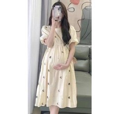 티류으스 임산부 여름 프릴소매 플라워 원피스 세트 Z0407