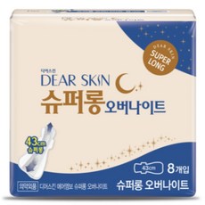 깨끗한나라 디어스킨 에어엠보 울트라스킨 생리대 날개형, 오버나이트 이상, 8개입, 24개