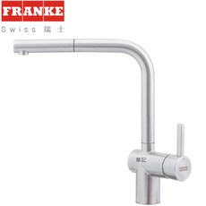 永昕衛廚 FRANKE 不鏽鋼伸縮廚房龍頭 玫瑰金 鈦灰 金 伸縮設計 清潔無死角, 1個, 不鏽鋼毛絲面