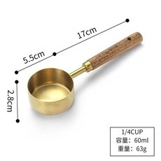 不銹鋼寵物糧食計量勺 貓狗通用餵食剋數杯, 1個, 60ML加厚量少 金色