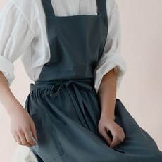 에쉬울프 프로방스 방수린넨 원피스 앞치마, 블랙, 1개