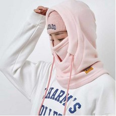 남녀 공용 후드 바라클라바 플리스 넥 워머 겸용 코디 exg+979dJ, 핑크