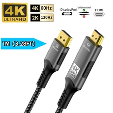 8K@60Hz DisplayPort to HDMI 호환 DP 케이블 단방향 컨버터 비디오 프로젝터용, 07 1034-4K M-M 1M