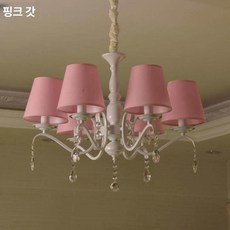 샹들리에 6등 720 화이트 샹제리제 크리스탈 거실조명, 표준 스위치 제어, 12W, 6구 핑크