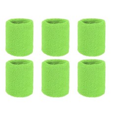 YELARXI 손목 밴드 스웨트밴드 스웨트 스포츠용 7.6x6.4cm(3x2.5인치) 및 6팩 핑크 핏 (테니스/농구/축구/달리기/운동/청소년용), 연한 녹색