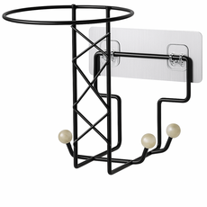 多功能壁掛安全帽架 衣帽架 掛勾收納架 玄關置物架【SN0392】, 黑色