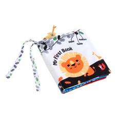 HAIMINGJUN 몬테소리 아기 헝겊 책 활동 책 아기 소년을 위한 고대비 아기 장난감, 사자, 17cmx17cm, 폴리에스테르