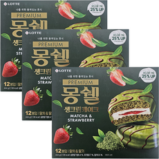 몽쉘 프리미엄 말차 & 딸기 산노루, 432g, 3개