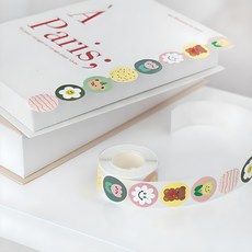 리드홈 귀여운 원형 롤 포장 데코 스티커 500p 세트, 꽃파티, 1세트