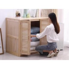 낮은이불장 보관함 조립식 침구 정리장 안방 수납장 수납함, 4. 우드색 루버 100x50x90
