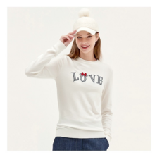 [디즈니골프] 여성 봄가을 (이월상품 한정특가) 자수포인트 라운드넥 니트 HL3LKT092WH