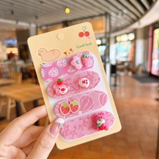 兒童髮帶瀏海貼髮貼：可愛蝴蝶結魔鬼氈洗臉髮帶，寶寶髮飾多款可選, 04#玫紅4件套魔法貼, 1個