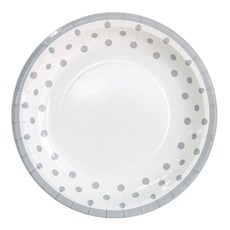 파티쇼 NEW 라인 도트 접시 6개입 생일 파티 셀프 홈파티 테이블 장식 피크닉 소품, 23cm, 실버