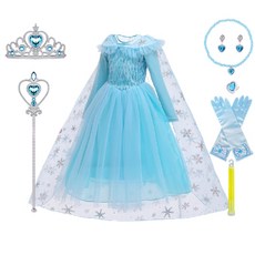 Uni Angel ELSA公主藍色長袖連衣裙附7件配飾套組