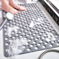 속이 빈 미끄럼 방지 패드가 있는 욕실 매트 환경 친화적인 샤워실 흡입 컵 바닥 매트 욕실 마사지 풋 매트, 1개, 짙은 회색