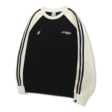 OCELOT [기모출시] A1 시즌 로고 배색 래글런 맨투맨 블랙크림 278604