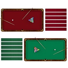 Breling 2.4m(8피트) 당구대 펠트 교체 키트 2세트 레일 천 스트립 12개 표준 당구대용 미리 재단된 당구 테이블보 홈 게임룸 바 및 클럽용 내구성 있는 (레