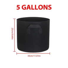 5PCS 펠트 성장 가방 5/10/15 갤런 원예 패브릭 야채 꽃 심기 냄비 온실 식물 보육, 01 1PC, 02 5 Gallon