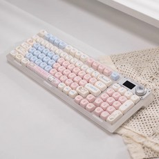 기계식 무선 3모드 블루투스 키보드 투명 커스텀 LED 노브 알루미늄 바디 저소음 게이밍 사무용, BSUN TOY, 고트 물꿀 복숭아 축 v3 40g 선형 저소음, 늑대 거미 F98pro 화이트 투명+moa 밀크 캔디