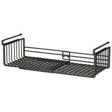 伸縮下掛式置物架 廚房收納神器 免釘安裝 鐵藝層板置物架, 黑, 1個