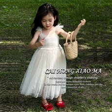 DIU 女童吊帶裙子夏裝新款女寶寶公主裙夏季中小童連衣裙兒童