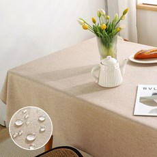 콜콜러브 단색 리넨 식탁보 방수 식탁보 방오 식탁보, 90×140cm, 1개