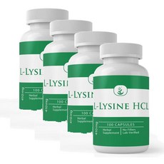 퓨어 L-라이신 HCL 410mg 캡슐 PURE ORIGINAL INGREDIENTS L-Lysine HCL, 4개, 100정