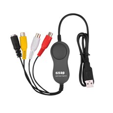 EzCAP159 USB 2.0 오디오 비디오 캡처 카드 CVBS S-비디오 녹화 장치 V8 Hi8 DVD VHS DVR 플레이어 캠코더용 PC 연결, HDMI캡쳐보드 녹화 방송 EzCAP159 USB 20