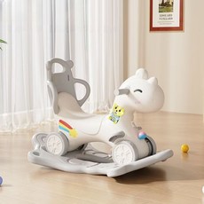 多功能兒童搖搖馬滑行車，寶寶玩具，安全環保材質，舒適座椅設計, 灰色【車+底座+故事機+靠背】, 1個