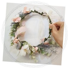 웨딩 화관 핑크 꽃 머리띠 신부 포토 촬영 소품 샤워 헤어 액세서리, 상세페이지 참조