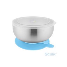 貝喜力克不鏽鋼雙層隔熱吸盤碗 防燙設計 底部穩固 寶寶用餐好幫手, 1個, 吸盤碗藍色, 藍